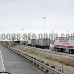 Desert Hills (Banning) California Weigh Station Truck Scale Picture  Trucks lined up to cross the Banning scales.