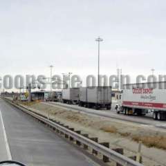 Desert Hills (Banning) California Weigh Station Truck Scale Picture Trucks lined up to cross the Banning scales. Desert Hills (Banning) California Weigh Station Truck Scale Picture Trucks lined up to cross the Banning scales.